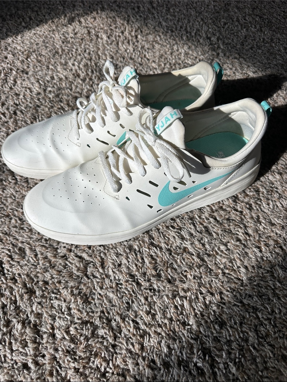 Nike SB  Nyjah White Athletic Shoes with Teal Swoosh 12